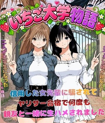 【無料エロ漫画】いちご大学物語〜信用した女先輩に騙されて親友と一緒にヤリサー合宿で何度も生ハメされました〜｜d_818016